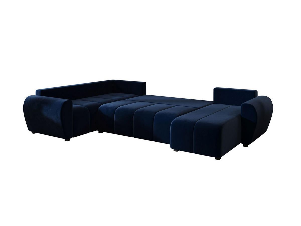 WOHNLANDSCHAFT MOLISA U PLUS Itaka 11 Rechts mit Schlaffunktion - Dunkelblau, Textil (303/82/208cm) - Bedante