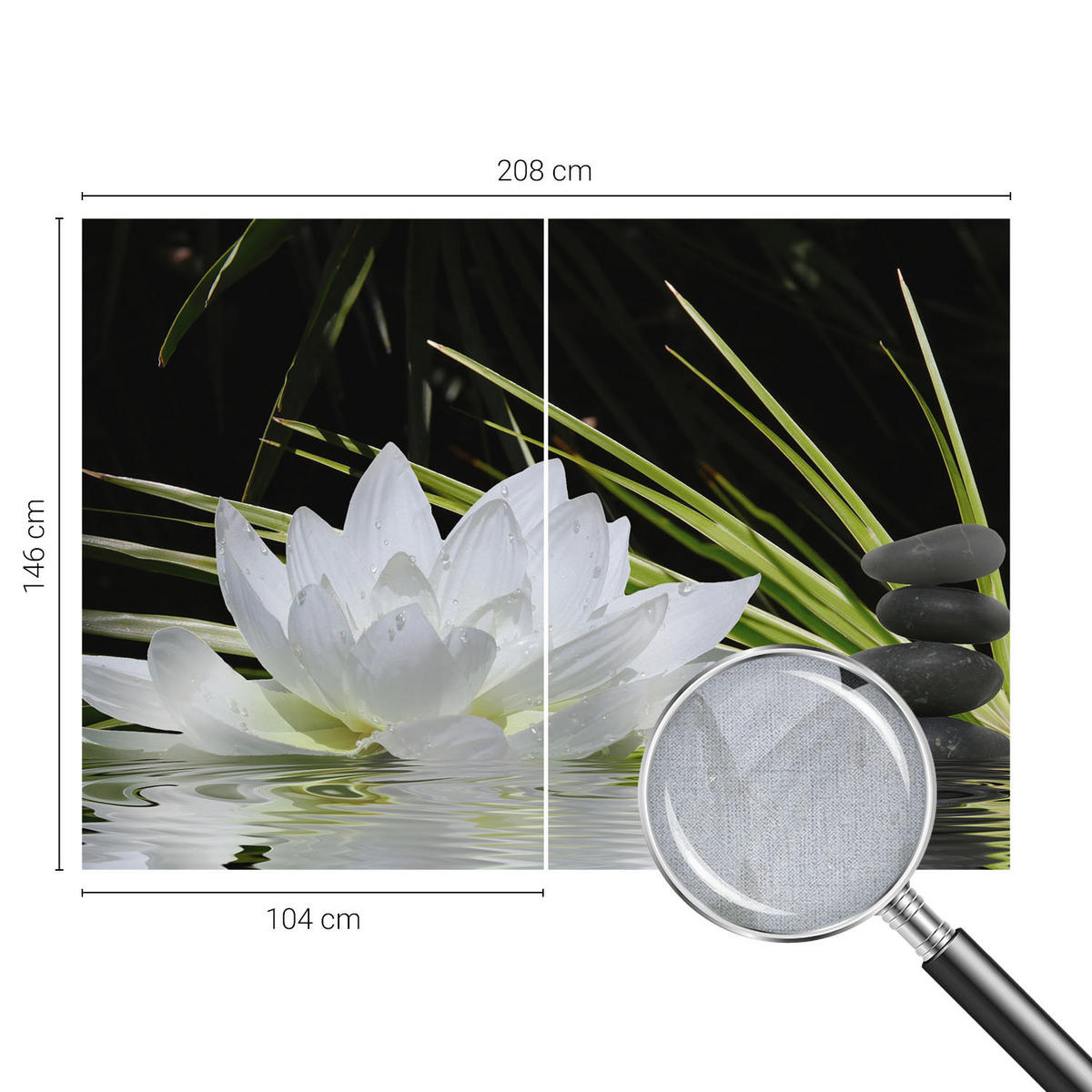 FOTOTAPETE 208x146 cm - Lilienmeditation - Weiß, Textil (208/146cm) - Wallfluent