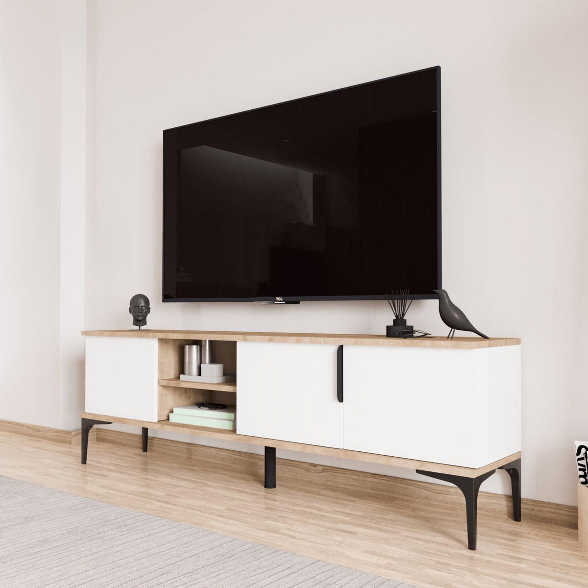 TV-MÖBEL tarz weiss - Weiß, Holz (33/49/180cm) - Habitat Garten