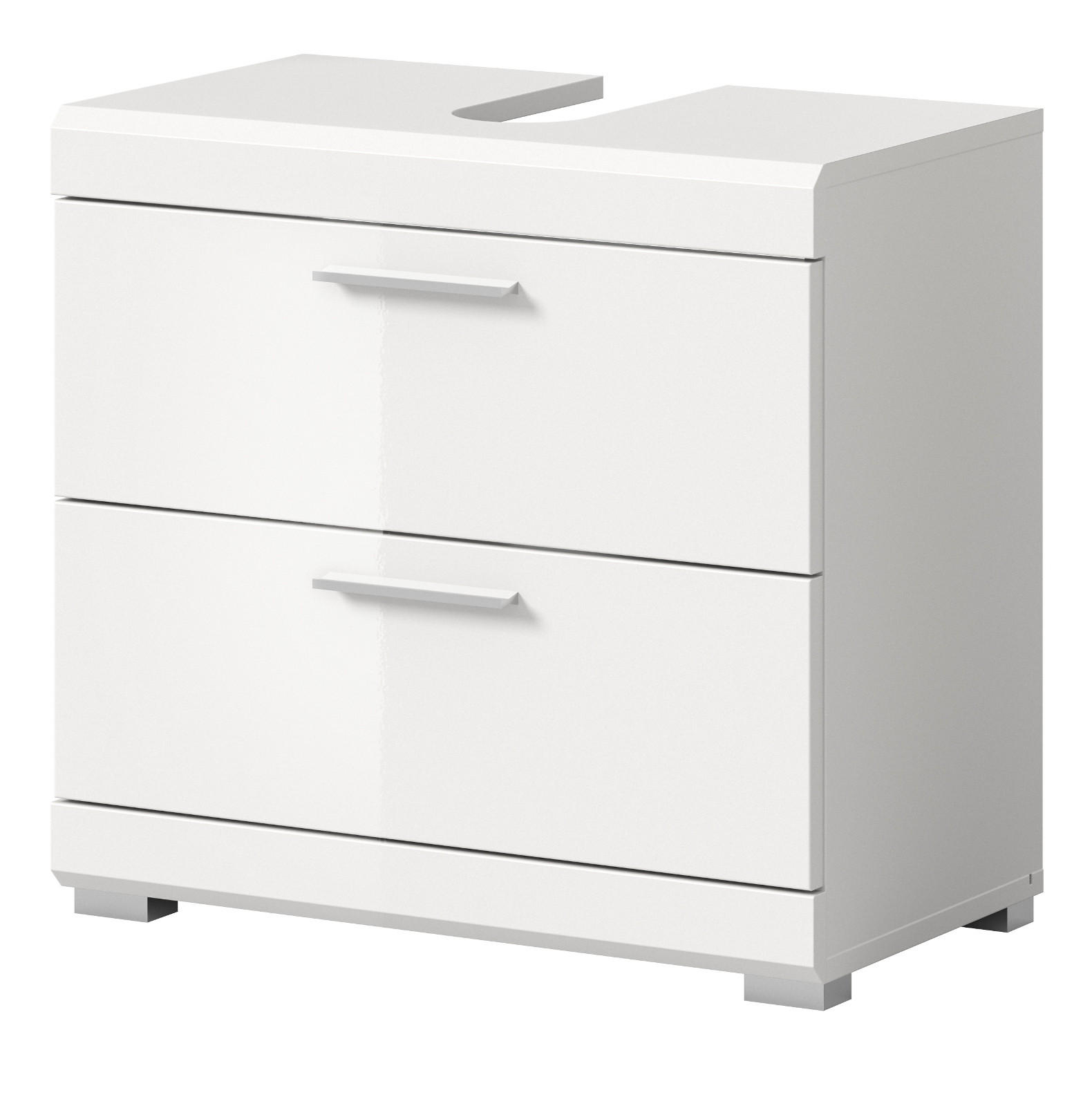 WASCHBECKENUNTERSCHRANK weiß Hochglanz 60 cm mit Schubkästen - Weiß Hochglanz/Silberfarben, Holzwerkstoff/Kunststoff (60/56/37cm) - Inn.Furn
