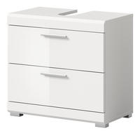 WASCHBECKENUNTERSCHRANK weiß Hochglanz 60 cm mit Schubkästen - Weiß Hochglanz/Silberfarben, Holzwerkstoff/Kunststoff (60/56/37cm) - Inn.Furn