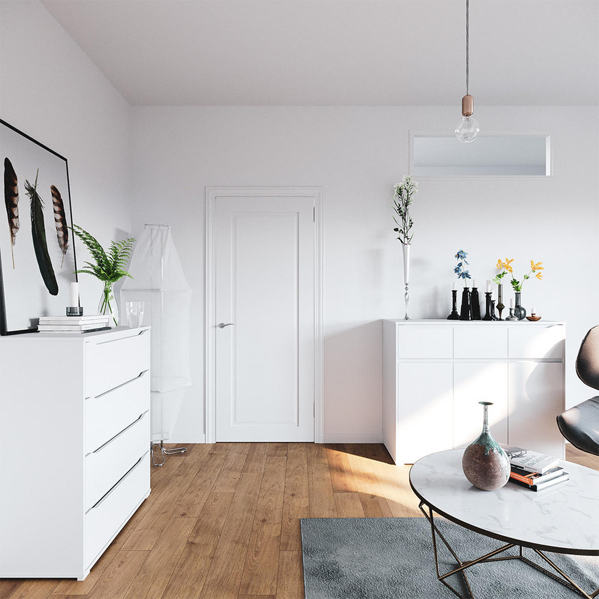 KREDENC Ruben Bílá - bílá, kompozitní dřevo (48/101.6/80cm) - Vicco