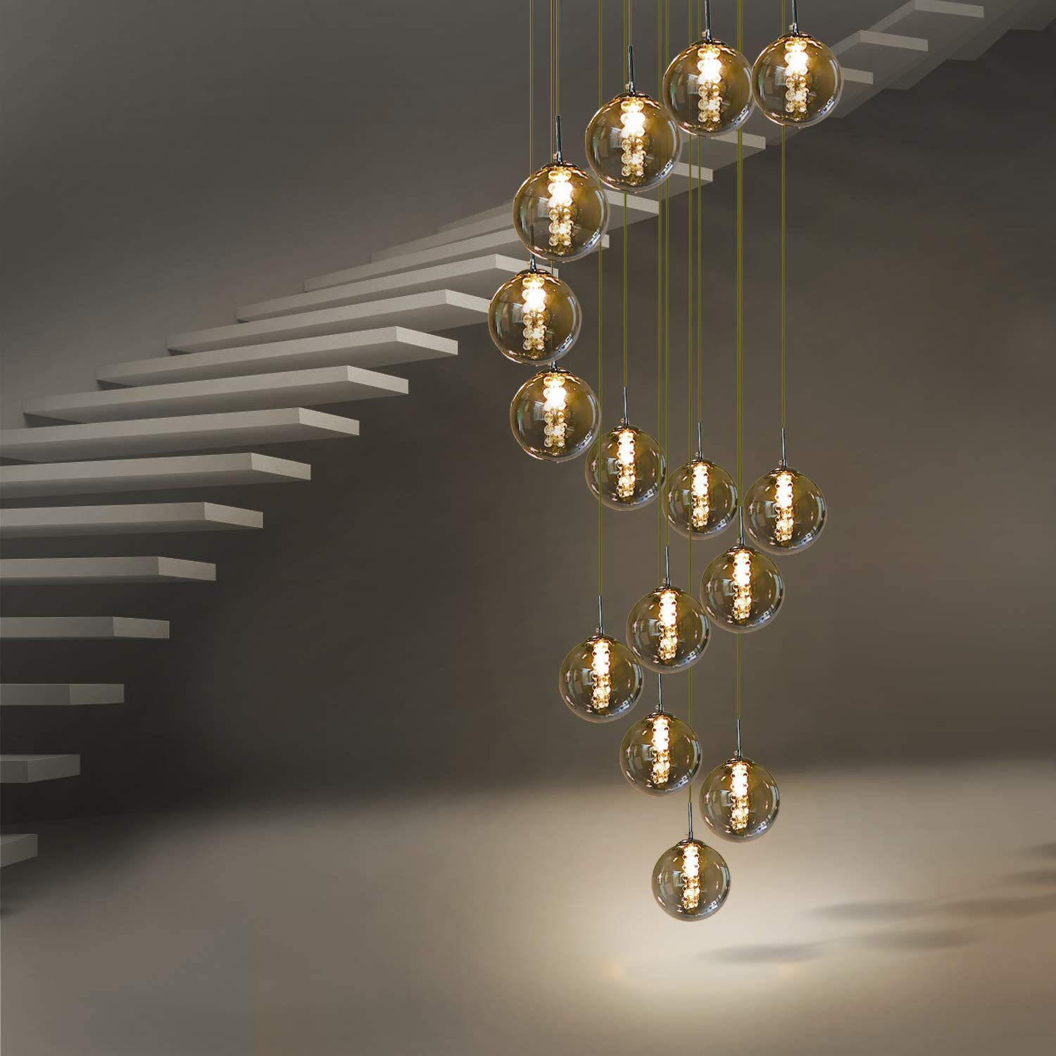 LED-HÄNGELEUCHTE Morgenfalk 40/300/40 cm - Grau, Glas (40/40/300cm) - ZMH