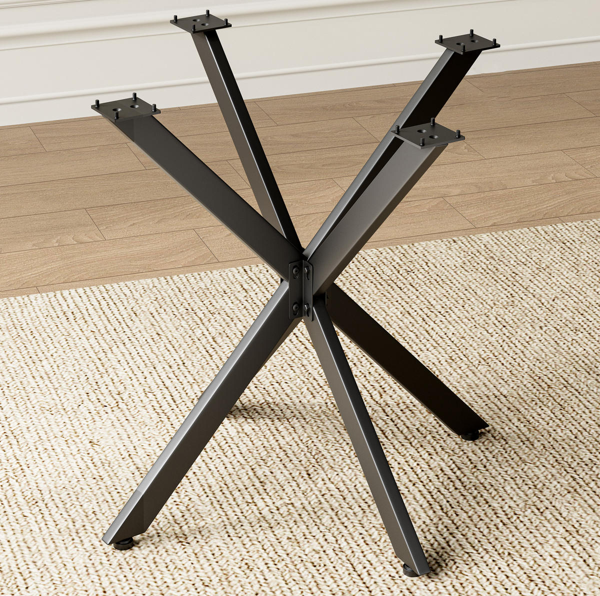 BEISTELLTISCH 80/80/75 cm in Schwarz & Vintagebraun mit X-Gestell - Schwarz, Holzwerkstoff (80/80/75cm) - BEAOK
