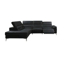 ECKSOFA Tucano Echtleder mit 1 x Relaxfunktion Schwarz - Schwarz, Leder/Metall (232/258cm)