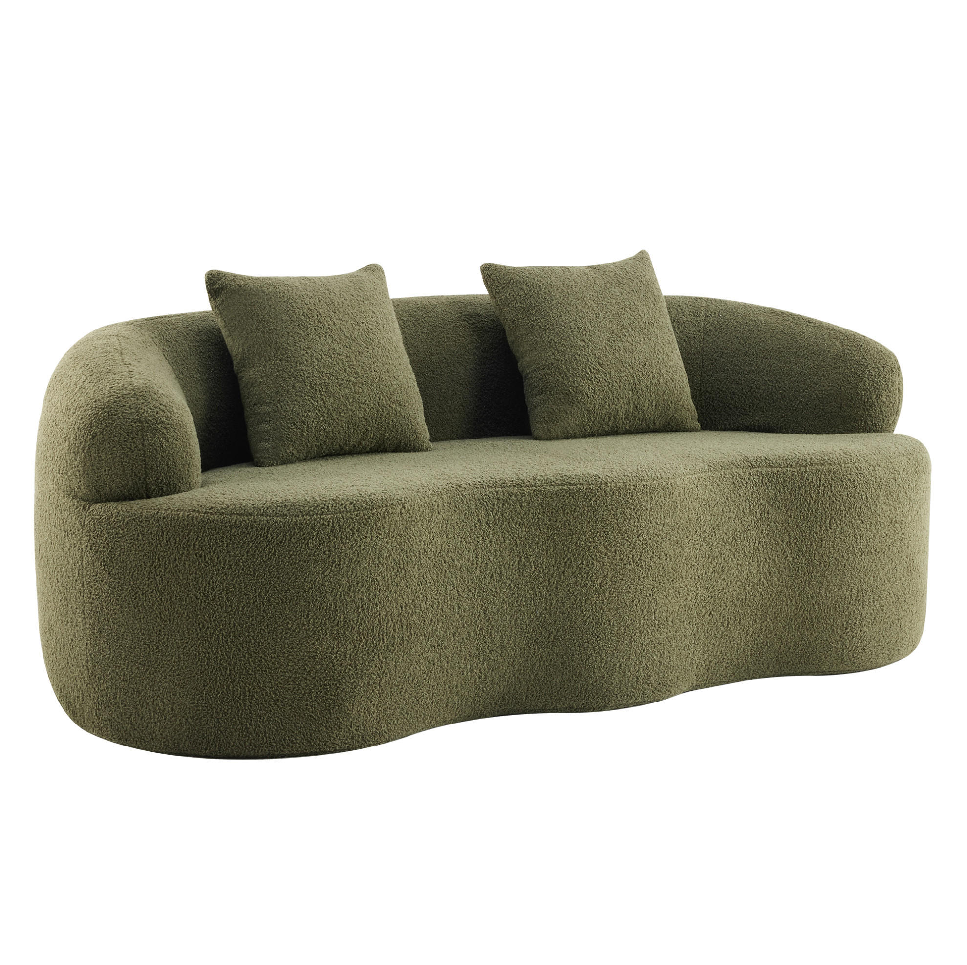 2-SITZER-SOFA aus Schaumstoff und Federkern Grün ohne Montage mit geschwungener Form und runden Armlehnen - Grün, Kunststoff (170/70/89cm) - Modfu