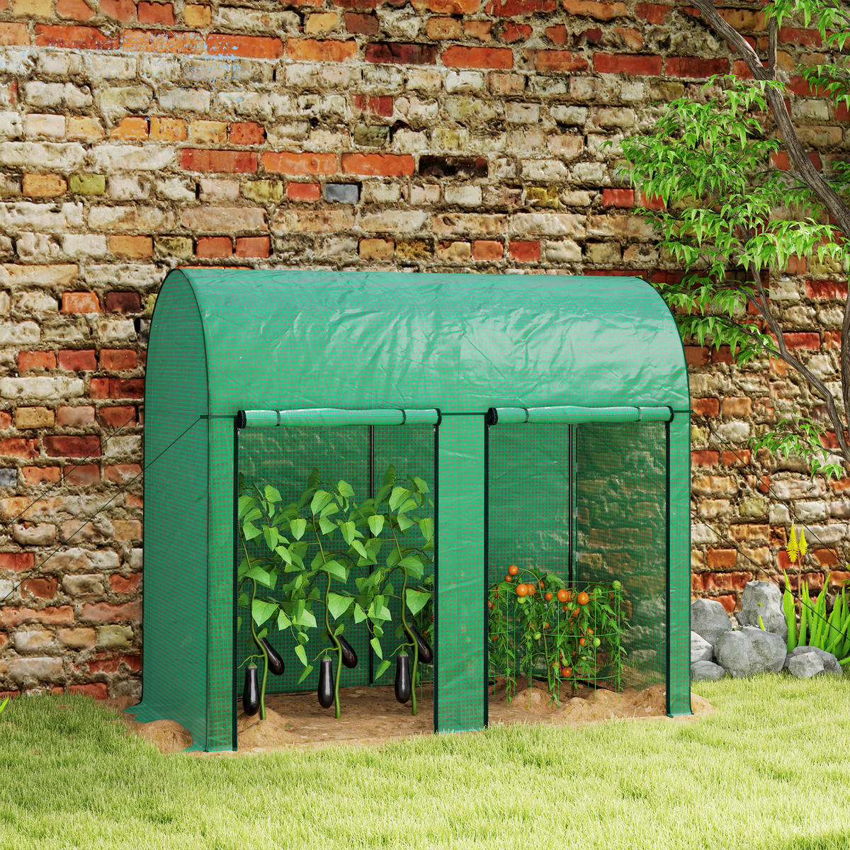 TOMATENGEWÄCHSHAUS DE-11991 2 Türen & UV-beständig Grün - Grün, Kunststoff (100/178/200cm) - ComfortXL