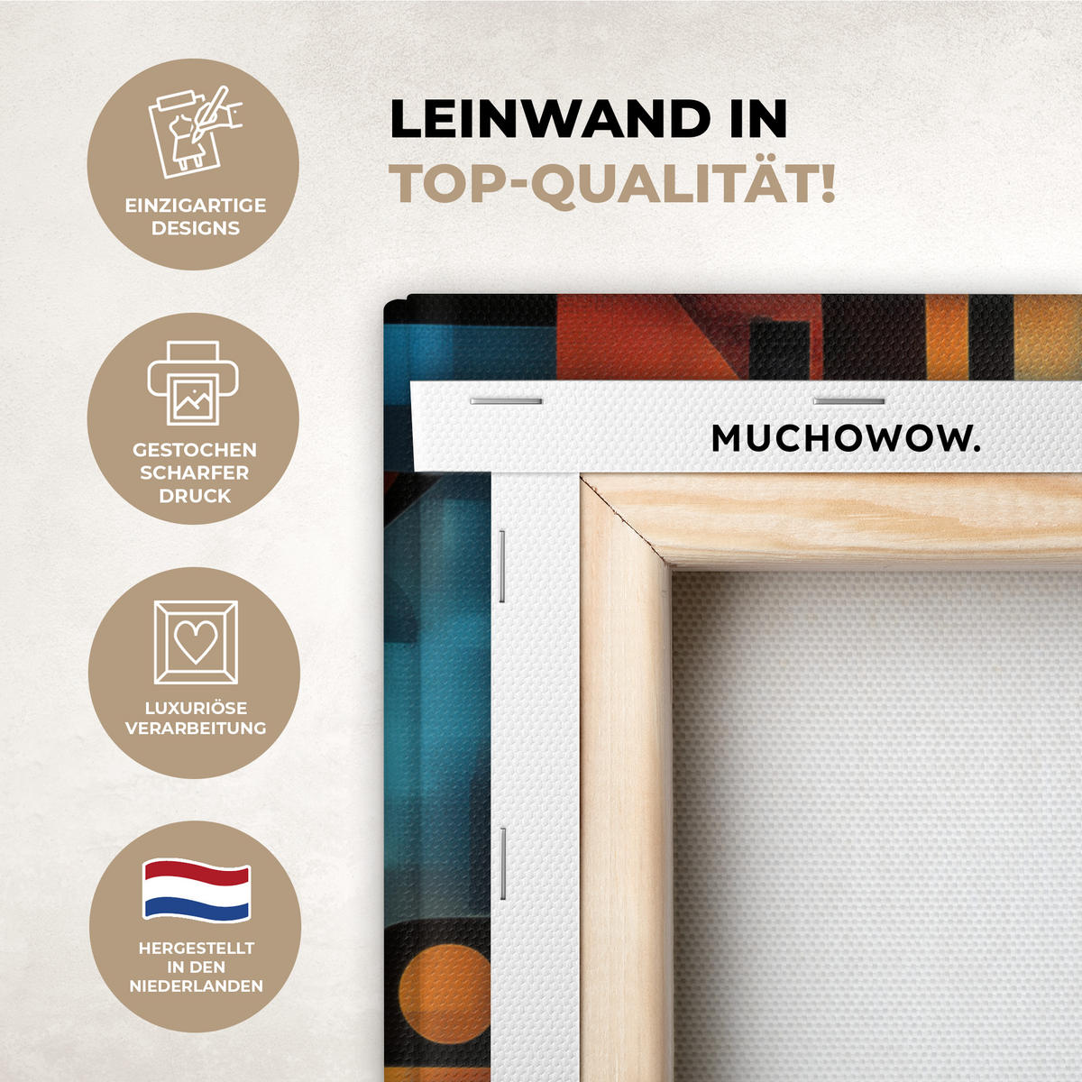 LEINWANDBILD Figuren - Abstrakt - Symbole 20x20 cm - Terracotta, Textil (20/20cm) - MuchoWow