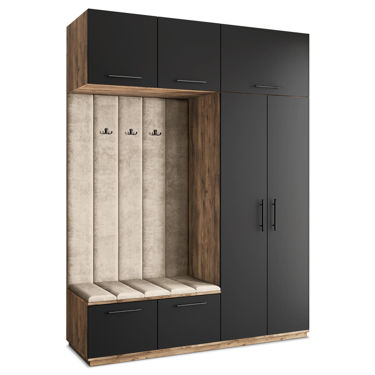 GARDEROBENSCHRANK REMA 180/240/60 cm Modern Eichefarben - Eichefarben/Schwarz, Holzwerkstoff (180/240/60cm) - MASSENO