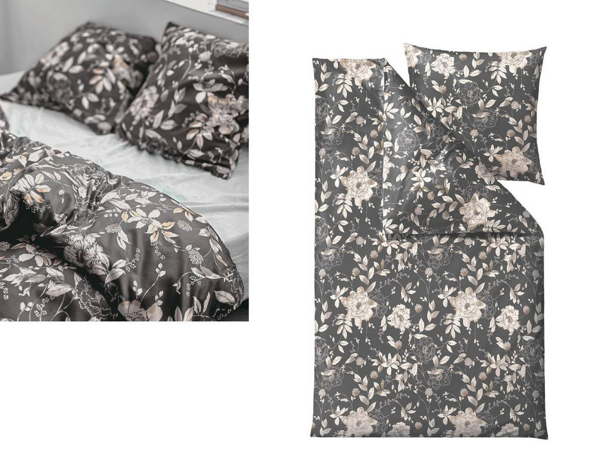 BETTWÄSCHE Garden Bloom II grau 135/200 cm Baumwolle - Grau, Textil (135/200cm) - Södahl