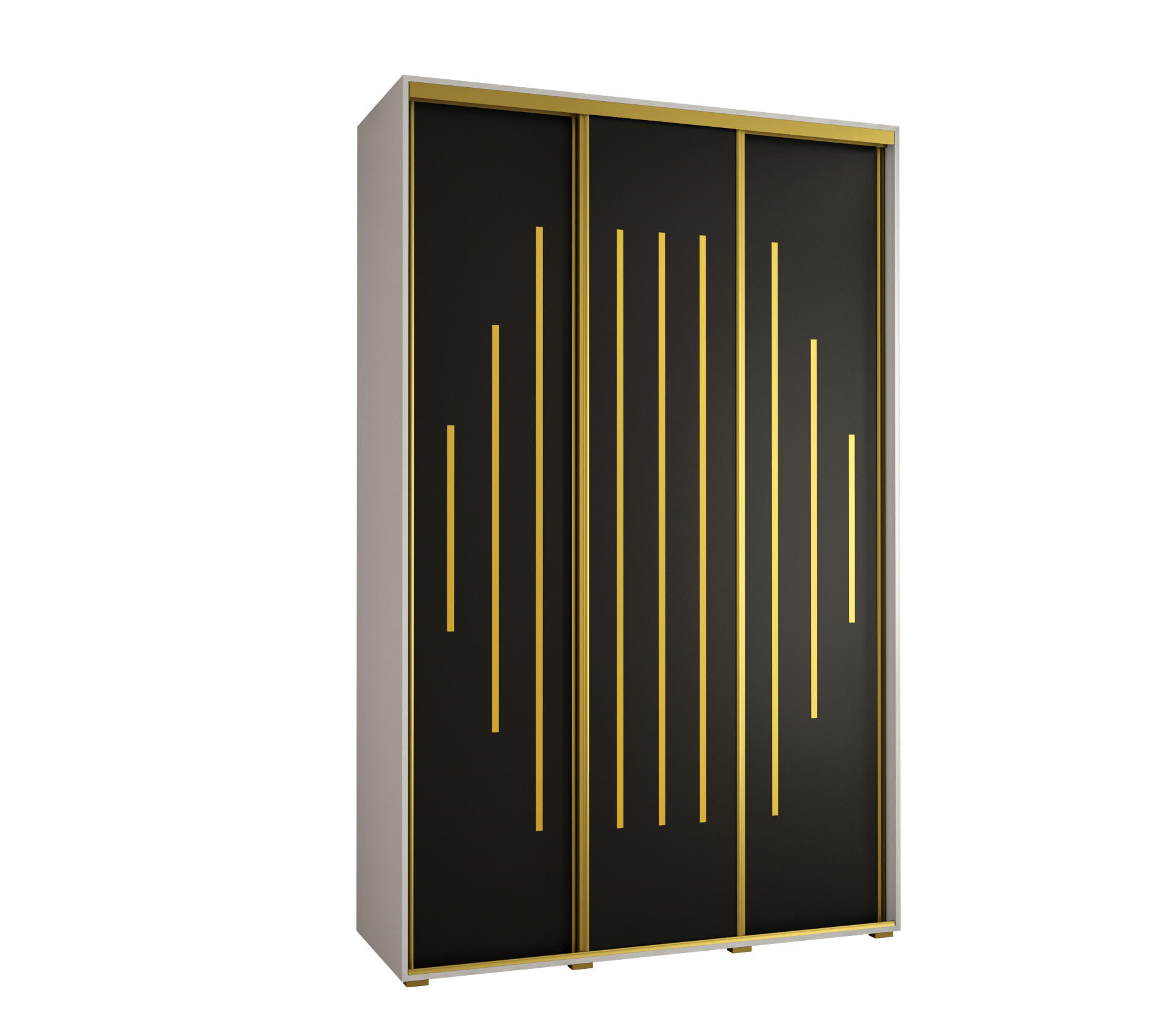 Abiks Möbel Schwebetürenschrank Weiß, Schwarz, Gold 160x235x45 cm