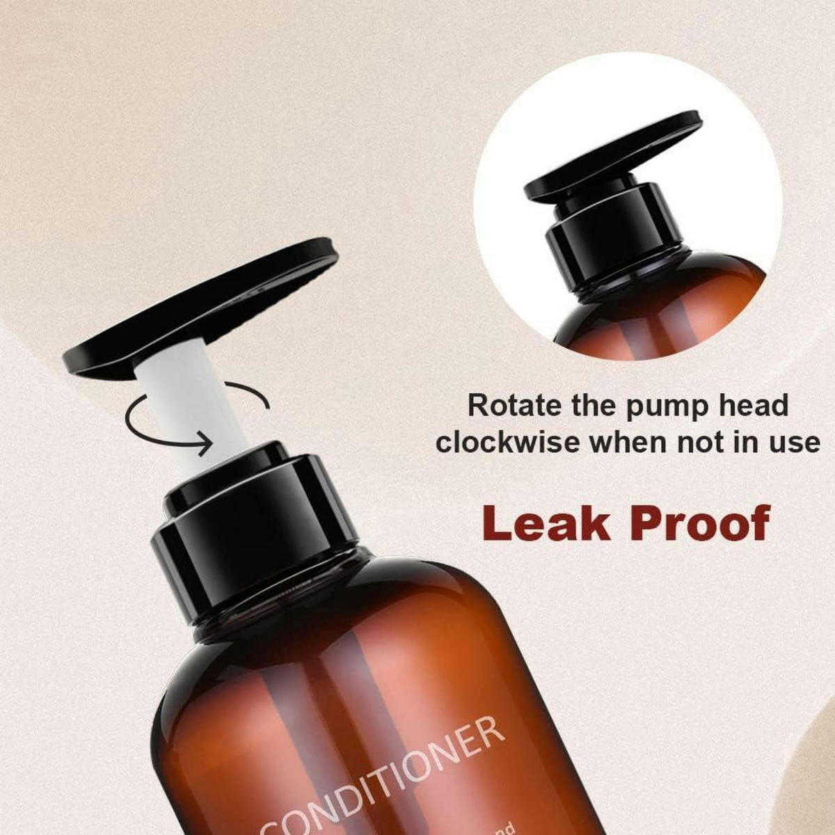 PUMPFLASCHEN 3er Set 500ml Braunes PET Kunststoff - Braun, Kunststoff (5/5/10cm)