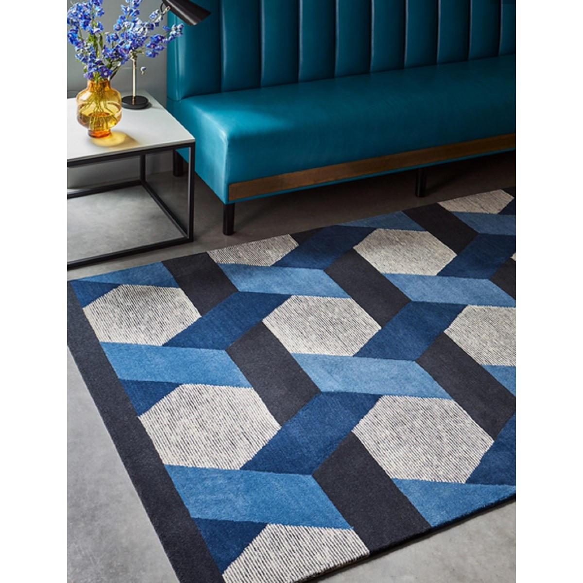 TEPPICH Flachgewebter für Wohn- und Schlafzimmer CAMPTON Blau 200 x 300 cm - Blau, Naturmaterialien (200/300cm) - Novatrend