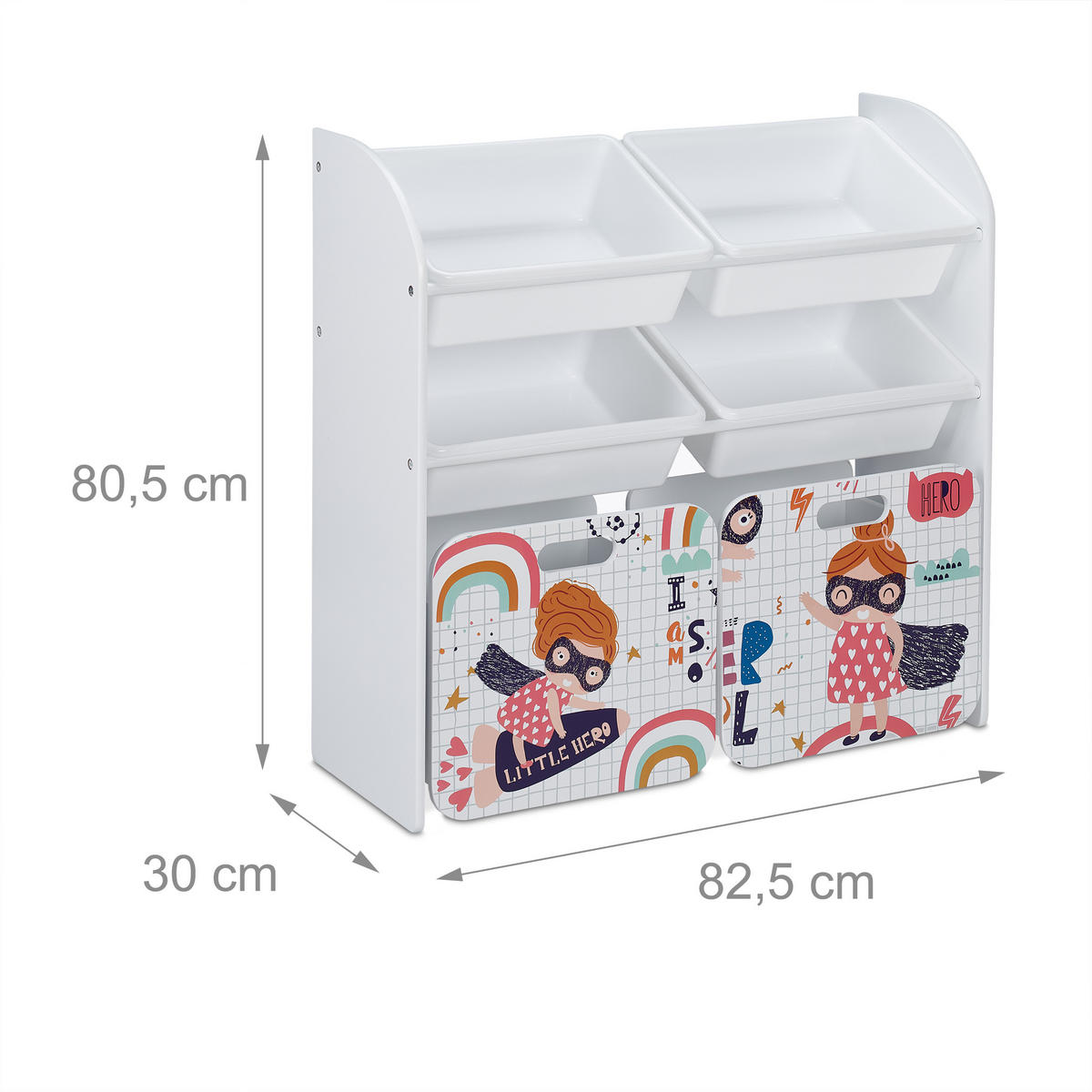 KINDERREGAL - Weiß, Holz/Holzwerkstoff (82.5/80.5/30cm) - Relaxdays