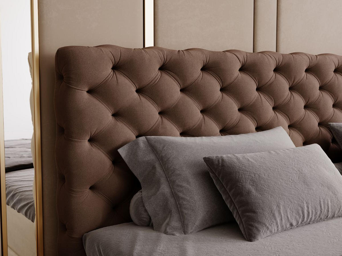 BOXBETT Bergamo 160x200 Braun - Schwarz/Braun, Holz/Textil (160/200cm) - Graingold