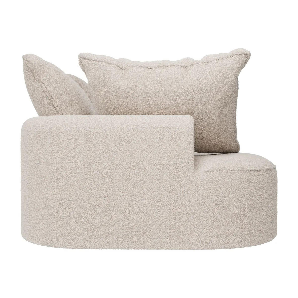 SOFA Tirano Bouclé Creme mit Ottomane rechts - Creme, Textil (300/102cm) - Juskys