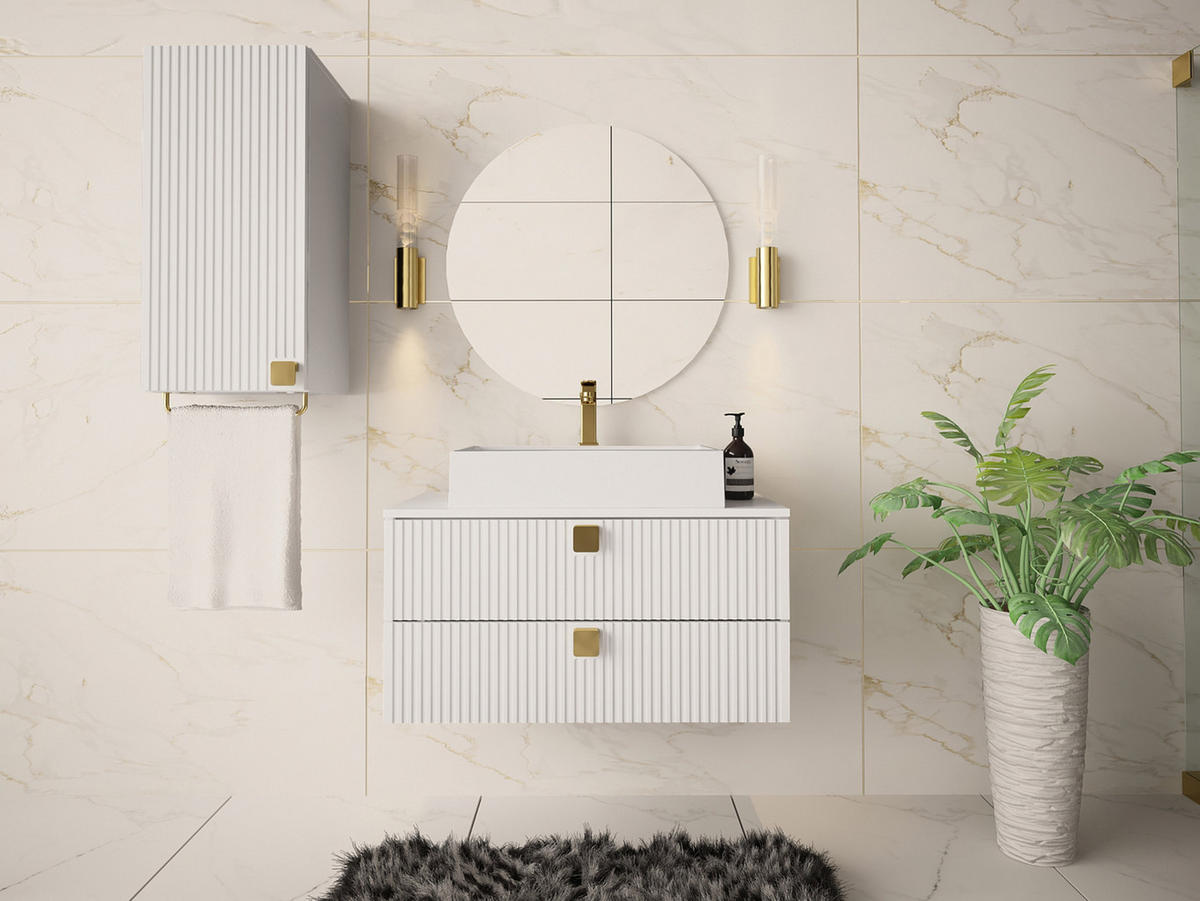 BADMÖBEL-SET Gariano IV - Goldfarben/Weiß, Holzwerkstoff/Kunststoff (80/42/46cm) - MIRJAN24