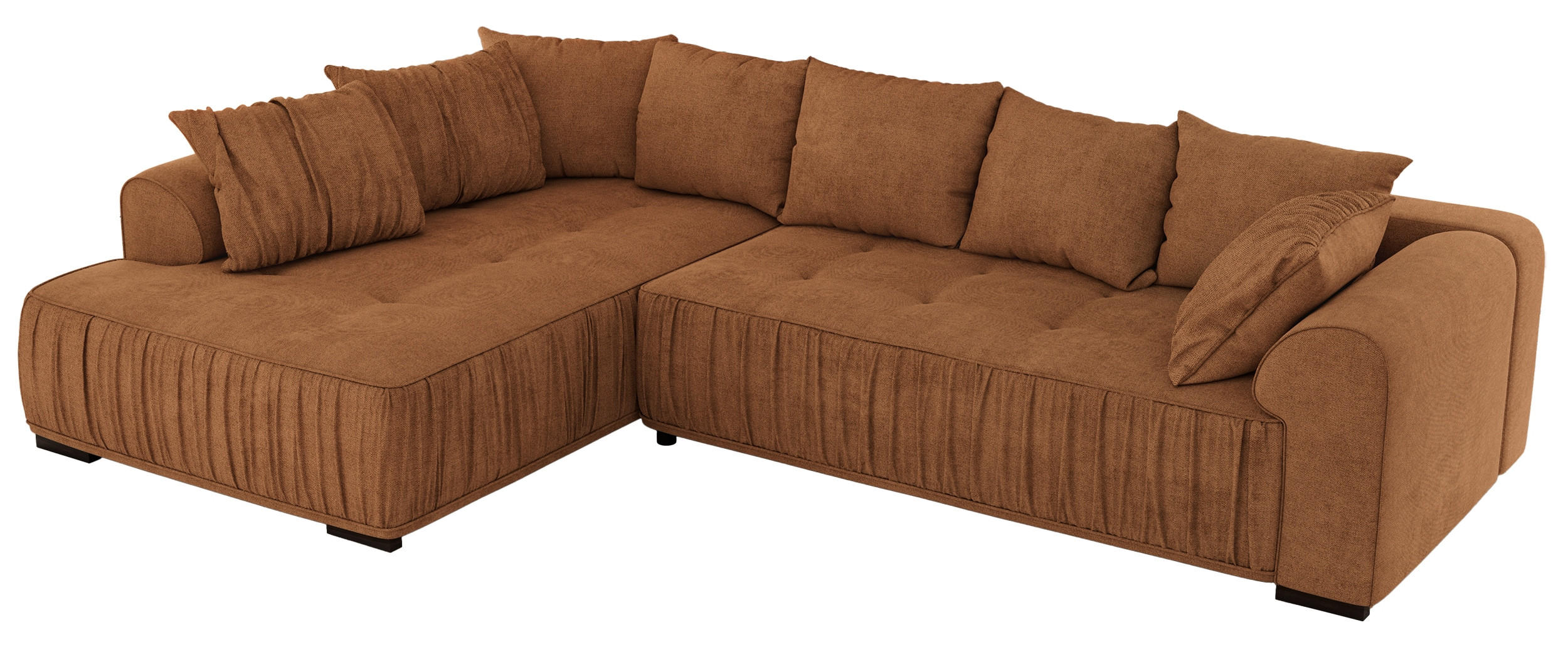 ECKSOFA ORTA Orange Stukture - Links - Schwarz/Orange, Textil (325/200cm) - MKS
