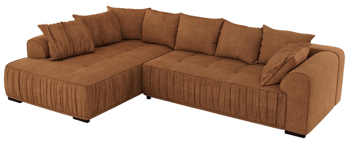 ECKSOFA ORTA Orange Stukture - Links - Schwarz/Orange, Textil (325/200cm) - MKS