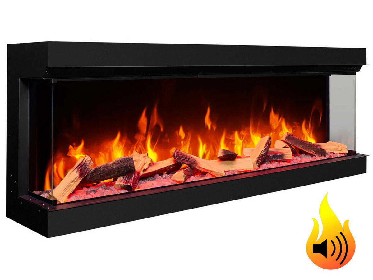EINBAU-ELEKTROKAMINEINSATZ AF60TS – dreiseitig, Breite 150 cm, 3D-Flammeneffekt, Heizfunktion, WLAN - Schwarz, Glas/Metall (150/55.5/32cm) - ArtiFlame