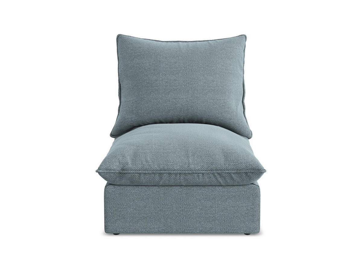 SOFAELEMENT Bouclé Stoff Blau - Pastellblau/Schwarz, Holzwerkstoff/Kunststoff (75/77/90cm) - Makamii