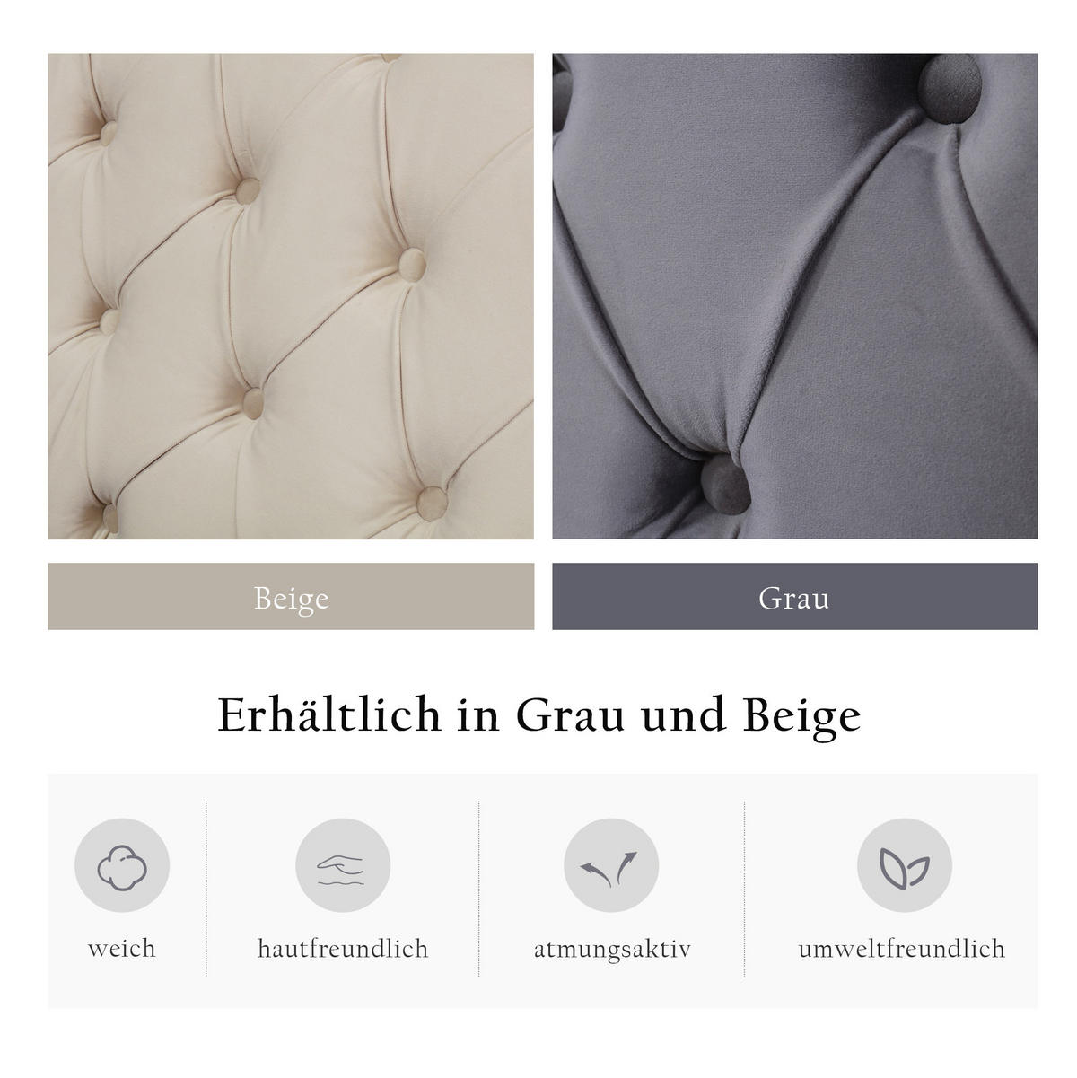 POLSTERBETT 160/200 cm grau mit hydraulischem Bettkasten und Chesterfield-Design - Grau, Textil (160/200cm) - OKWISH
