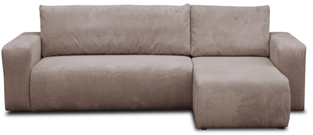 ECKSOFA LUNA mit Schlaffunktion und Bettkasten Cord-Stofff (Braun) - Braun, Textil (244/142cm) - VENASI MÖBEL