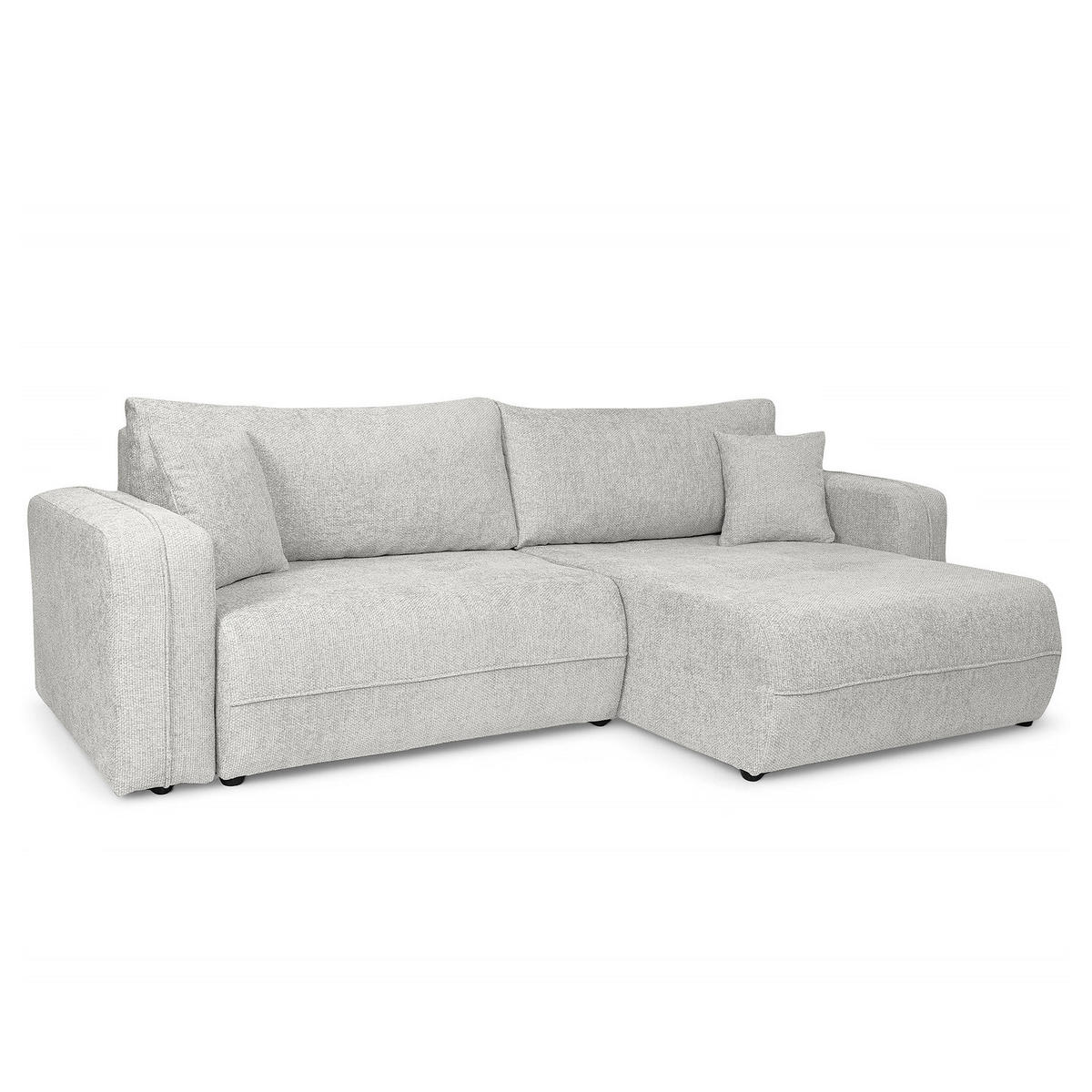 ECKSOFA mit Schlaffunktion - 244 cm - Silberfarben/Schwarz, Kunststoff/Textil (244/145cm) - home24