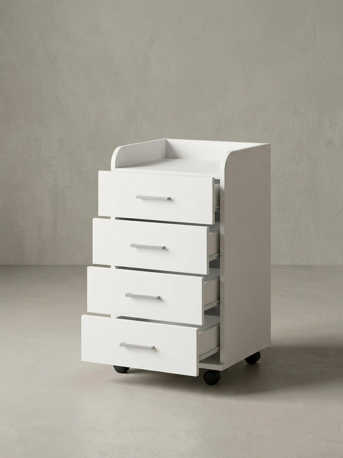 ROLLCONTAINER 4 Schubladen Ablage Melaminbeschichtet ISONZO, Weiß 40x33x71 cm - Schwarz/Weiß, Holz/Kunststoff (40/71/33cm) - KADIMA DESIGN