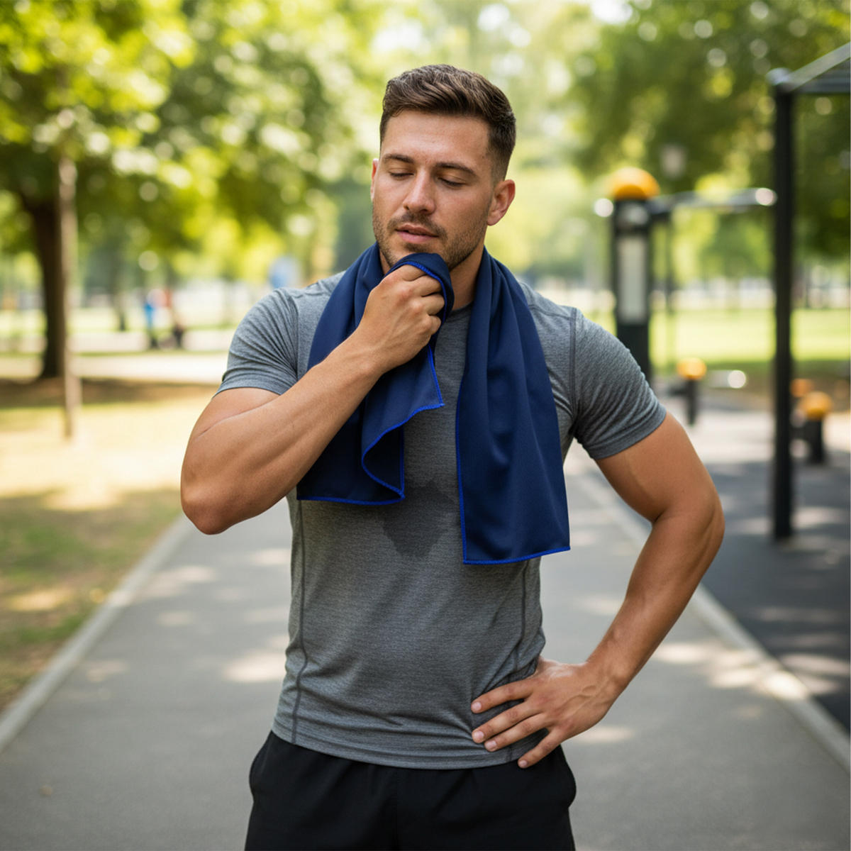 2XKÜHLHANDTUCH - Blau, Kunststoff/Textil (90/30cm) - Relaxdays