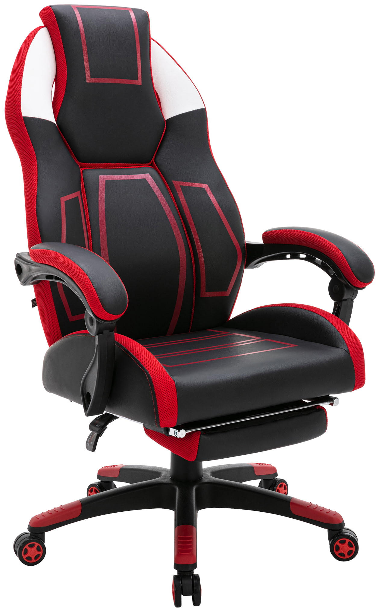 CHEFSESSEL Lederlook schwarz/rot - Rot/Schwarz, Kunststoff/Textil (69/118/70.5cm) - CLP