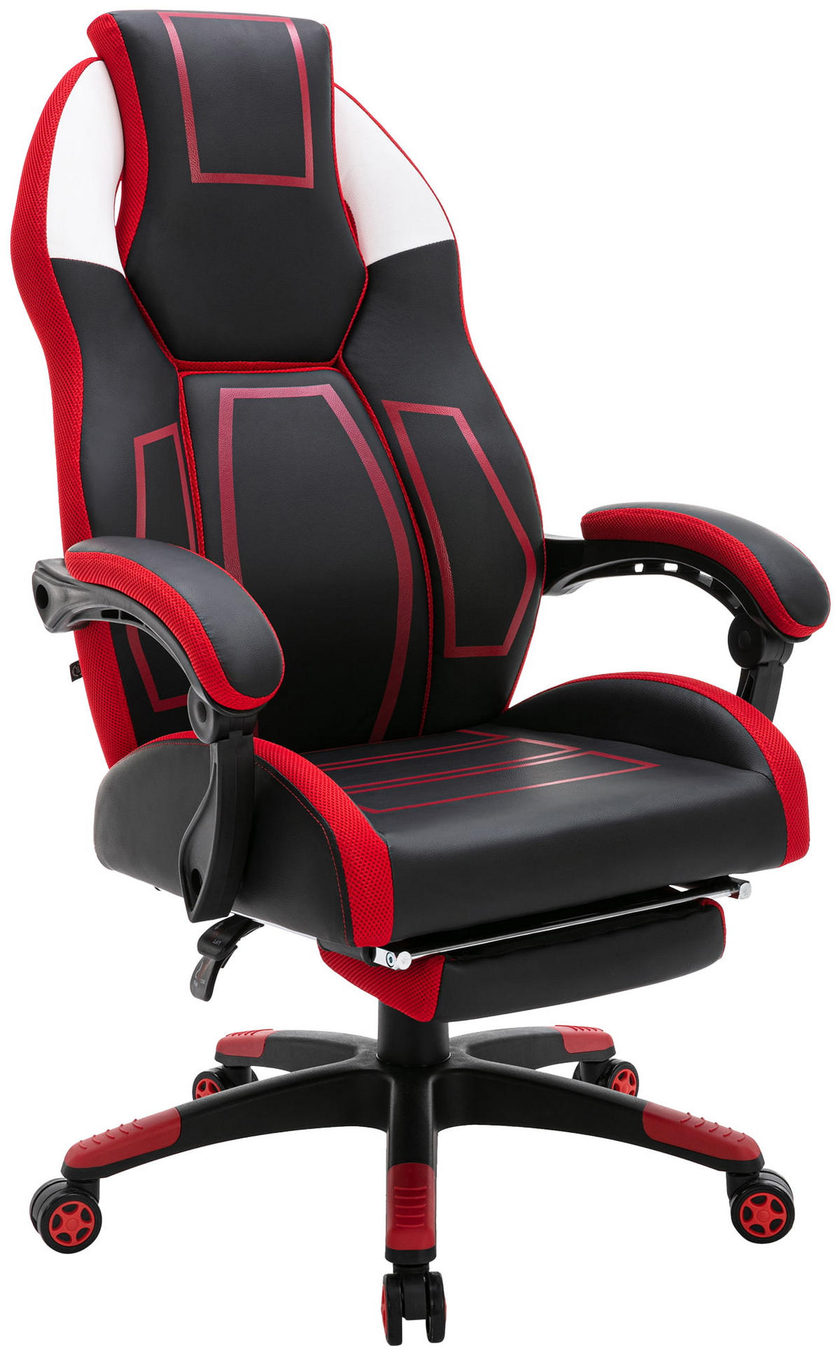 CHEFSESSEL Lederlook schwarz/rot - Rot/Schwarz, Kunststoff/Textil (69/118/70.5cm) - CLP