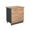 SPÜLENUNTERSCHRANK Fame-Line Goldkraft Eiche 80 cm mit Regal, AP Eiche - Anthrazit/Eiche Wotan, Holzwerkstoff (80/82/60cm) - Vicco