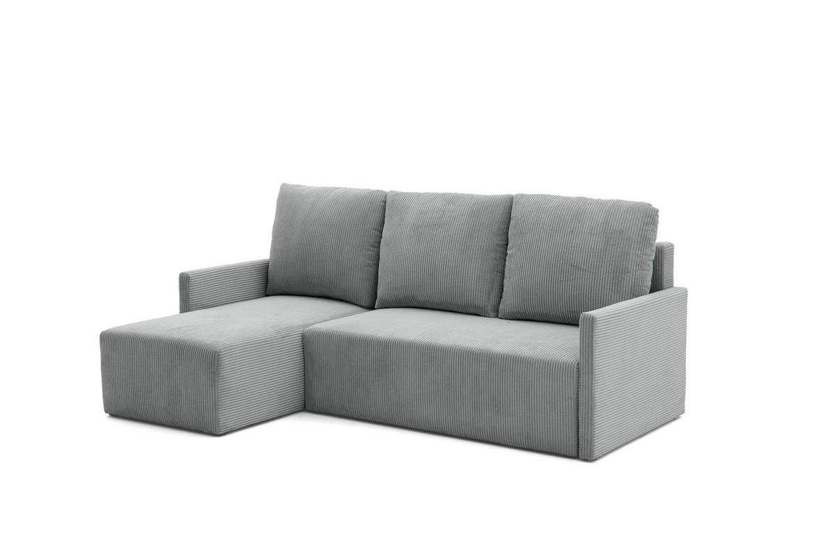 ECKSOFA GARDA L Links mit Schlaffunktion 132x198 Cord Grau - Schwarz/Grau, Holz/Kunststoff (209/145cm) - NACANAPA