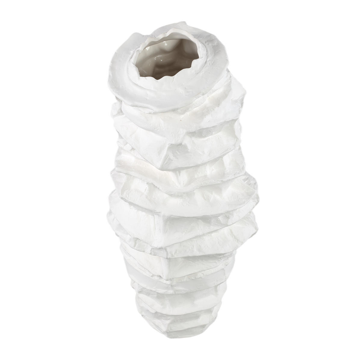 VASE Aharon Weiß 24/23/51cm - Weiß, Keramik (51cm) - PTMD Collection