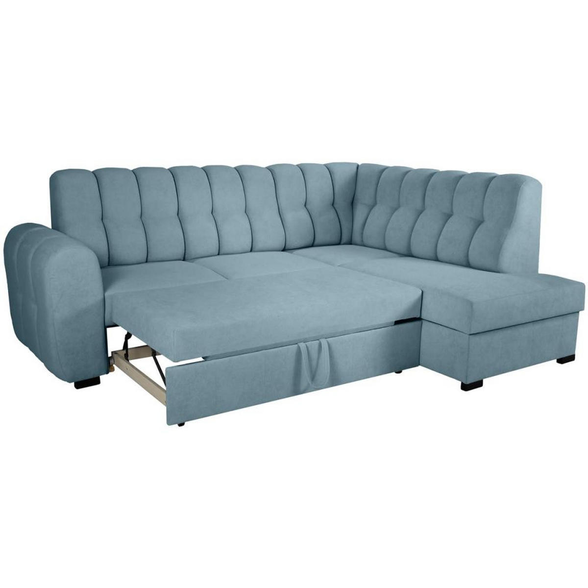 ECKSCHLAFSOFA Zoja rechts hellblau - Schwarz/Hellblau, Textil (261/193cm) - Beautysofa