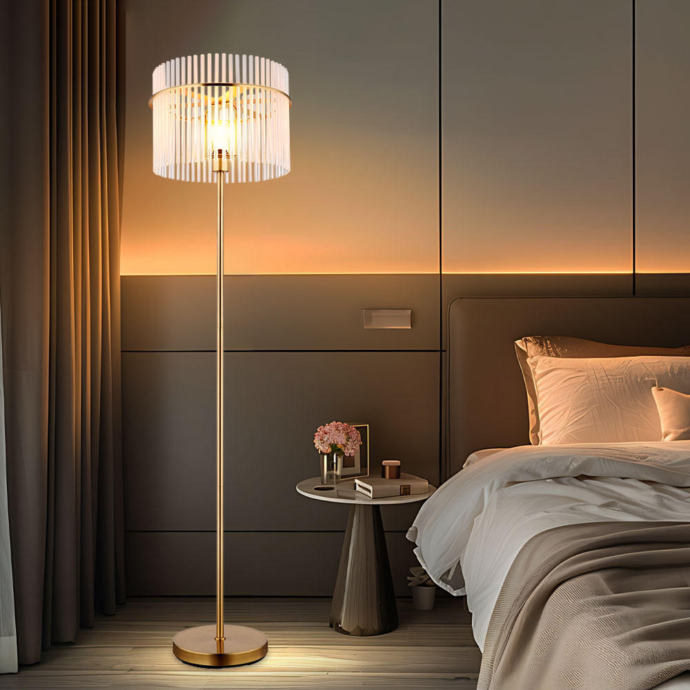 LED STEHLEUCHTE Gorley Gold - Goldfarben, Glas (38/38/152cm) - Globo Lighting
