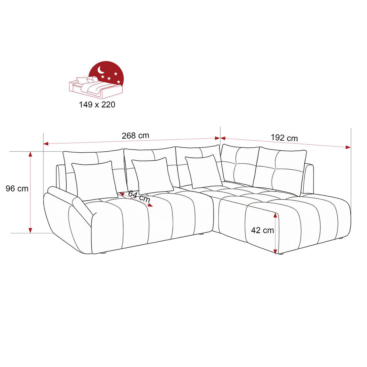 ECKSOFA DOLCE mit Schlaffunktion und Bettkasten Blau - Blau, Holzwerkstoff/Kunststoff (266/190cm) - Idohome