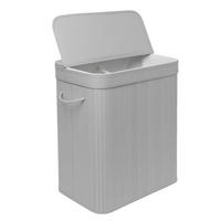 KÔŠ na prádlo - sivá, drevo/textil (32/52/63cm) - Relaxdays