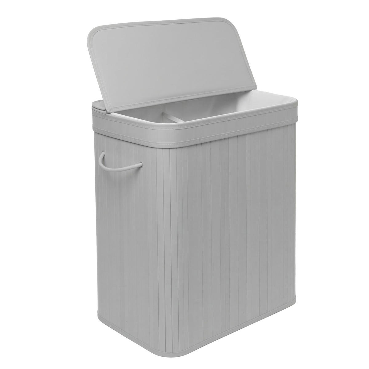 KÔŠ na prádlo - sivá, drevo/textil (32/52/63cm) - Relaxdays