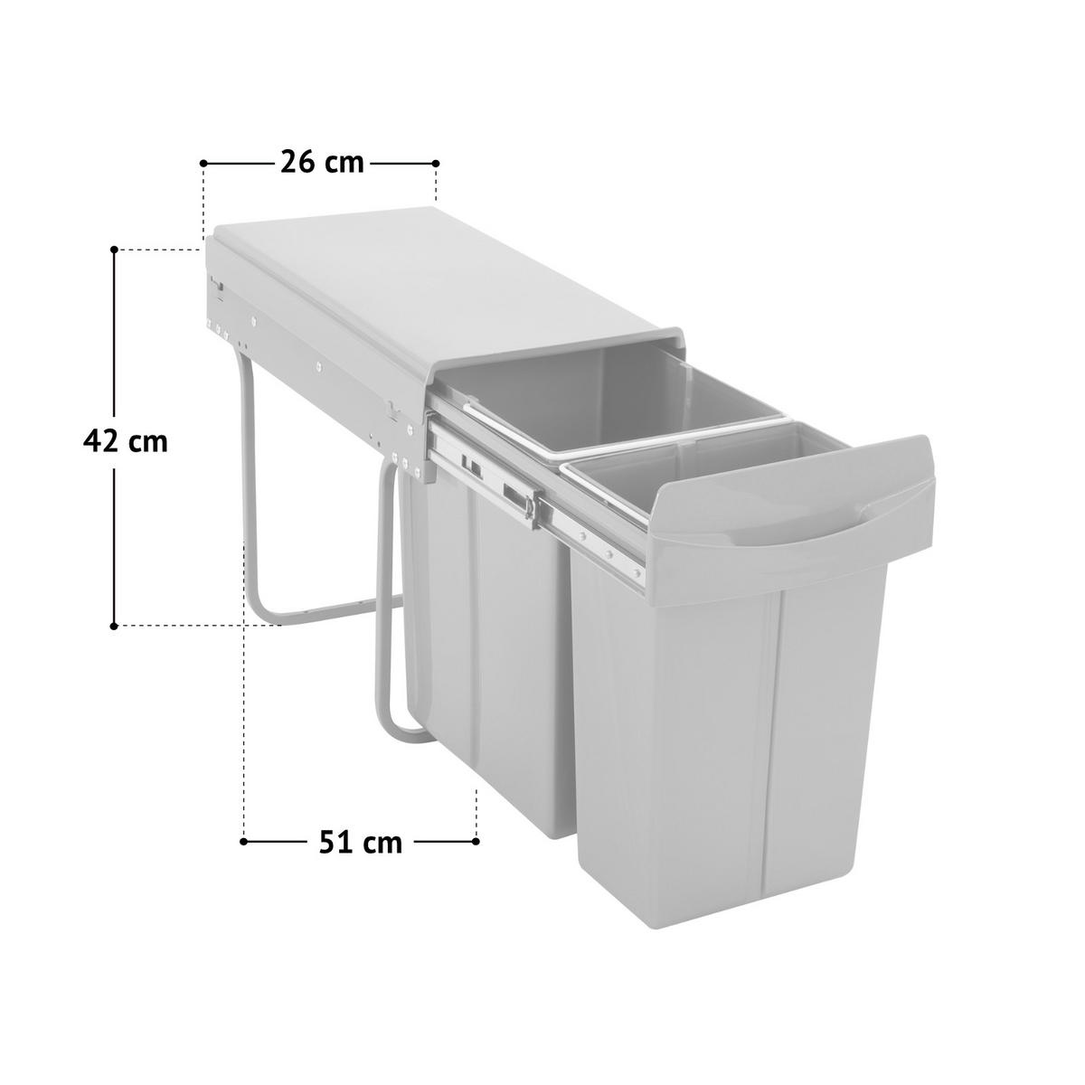 EINBAUMÜLLEIMER EMCombo30 30L - Grau, Kunststoff (26/42/51cm) - SVITA
