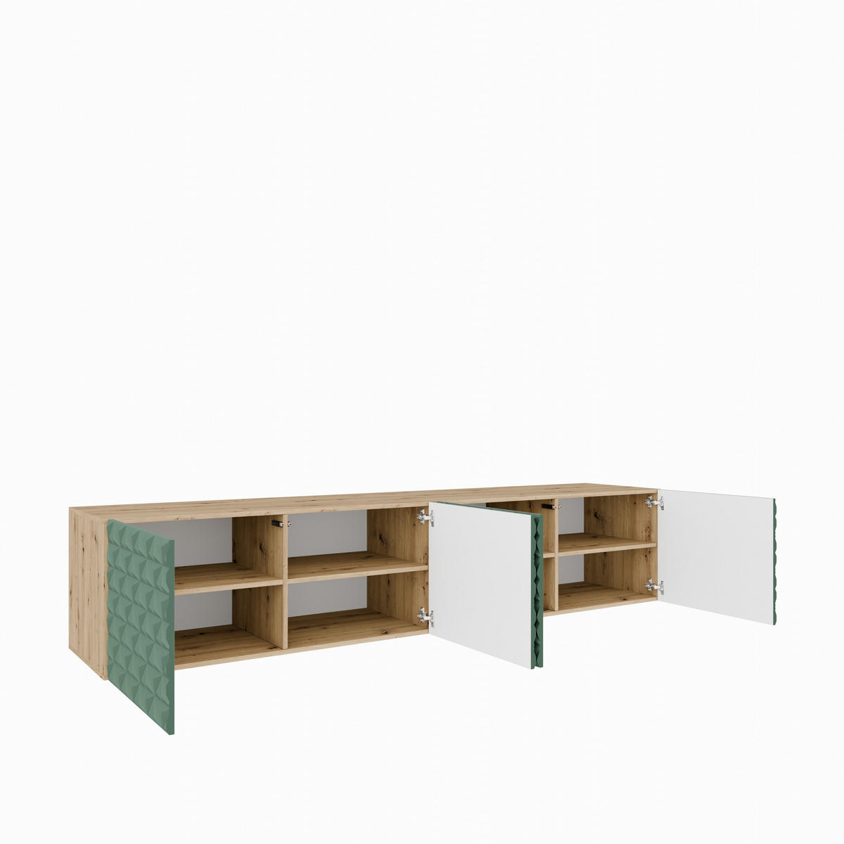 TV-SCHRANK Cali 200 cm (2x100) viertürig, artisan, grün - Eiche Artisan/Olivgrün, Kunststoff (200/41/40cm) - Margaret Hadas24