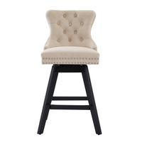 BARHOCKER 2er-Set Beige mit Samtbezug, Rückenlehne und 360° Drehfunktion - Beige, Textil (55/97.5/44.5cm) - PANGIVO