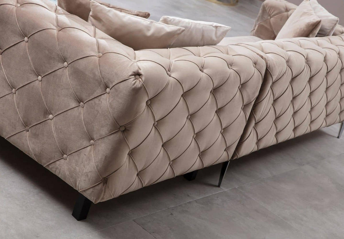 ECKSOFA mit großzügiger XXL Sitzfläche für die ganze Familie - Chromfarben/Beige, Holz/Textil (310/270cm) - myHomelando