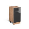KÜCHENUNTERSCHRANK R-Line Anthrazit Hochglanz 40 cm ohne AP - Honigeiche/Schwarz Hochglanz, Holzwerkstoff (40/81.6/46cm) - Vicco