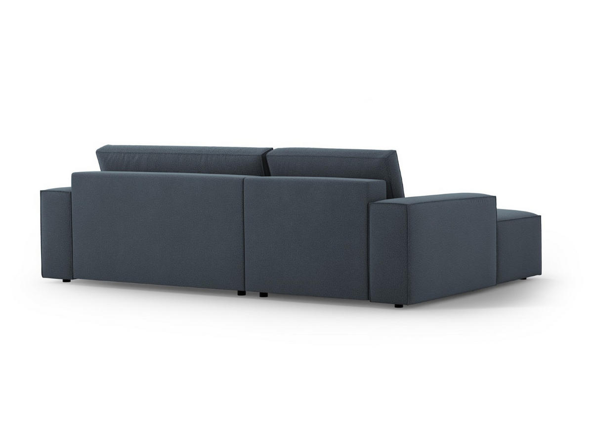 AUSKLAPPBARES-ECKSOFA links mit Container Jodie aus strukturiertem Stoff blau 3 Sitzplätze - Blau, Textil (246/151cm) - Micadoni