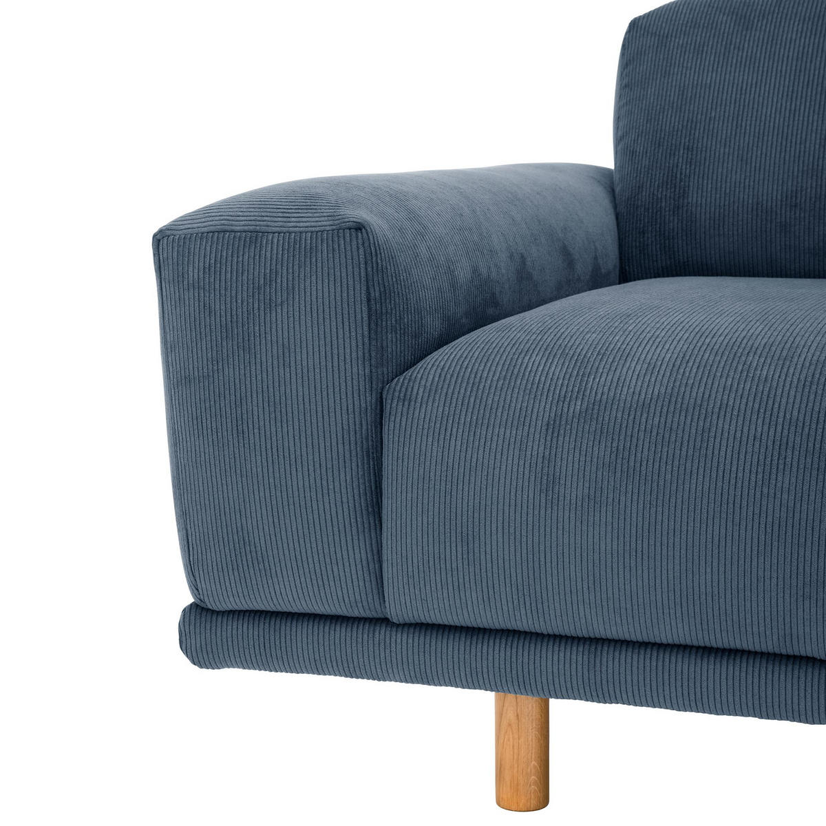 ECKSOFA mit Longchair rechts Kattryna Cordstoff blau - Blau, Kunststoff (133/283cm) - 58aufmkessel