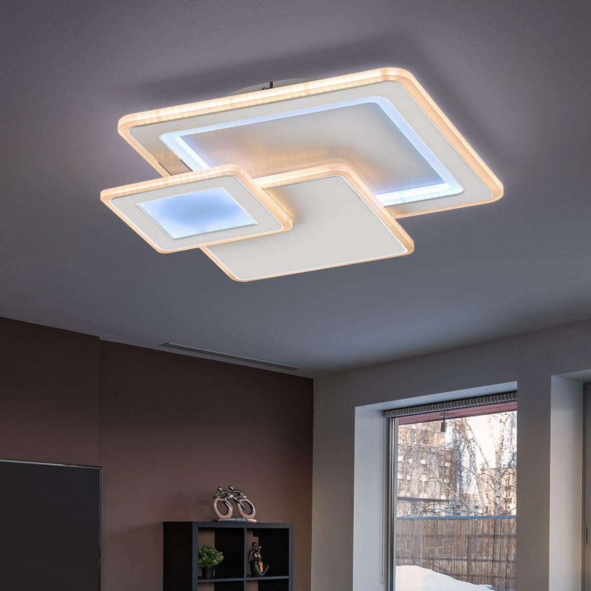 LED DECKENLEUCHTE MOLA Weiß Metall - Weiß, Metall (48/48/7.5cm) - Wofi