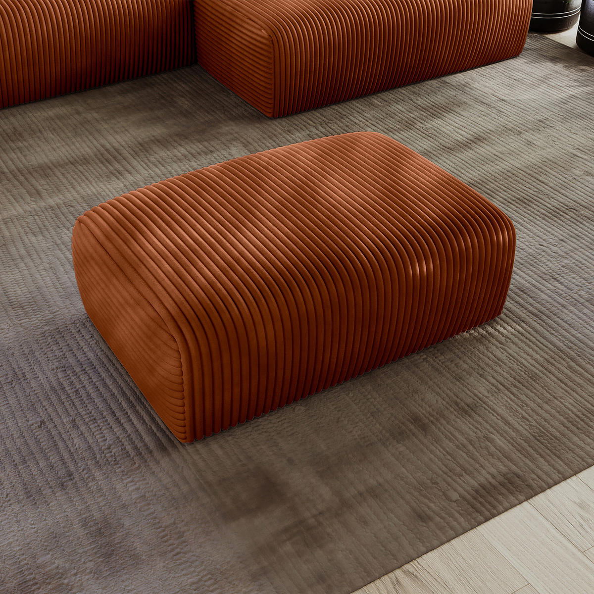 POLSTERHOCKER - Cord - Schwarz/Braun, Kunststoff/Textil (110/40/72cm) - home24