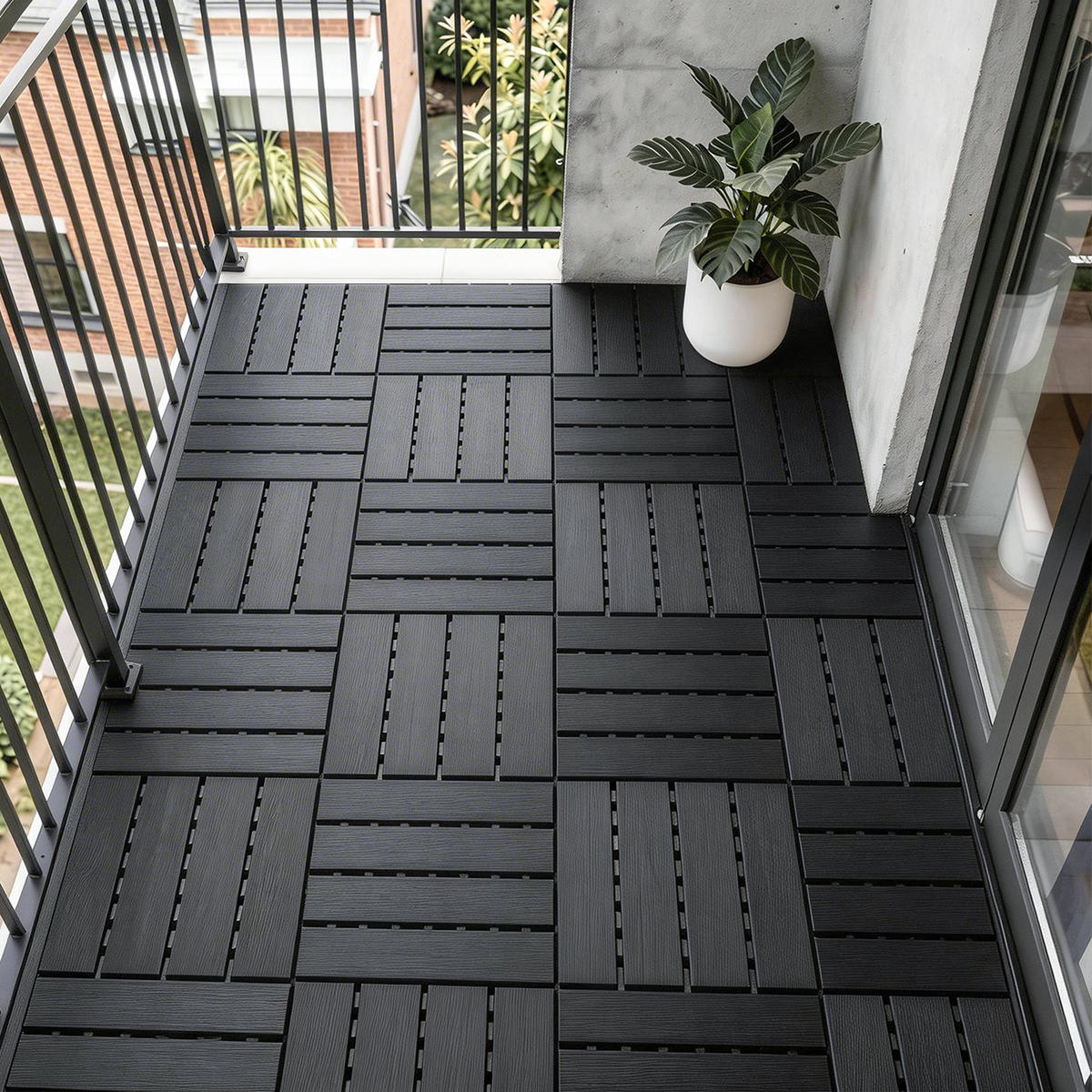 TERRASSENFLIESEN 15 Stück Grau 30.5x2x30.5 cm - Grau, Kunststoff (30.5/30.5/2cm) - SoBuy